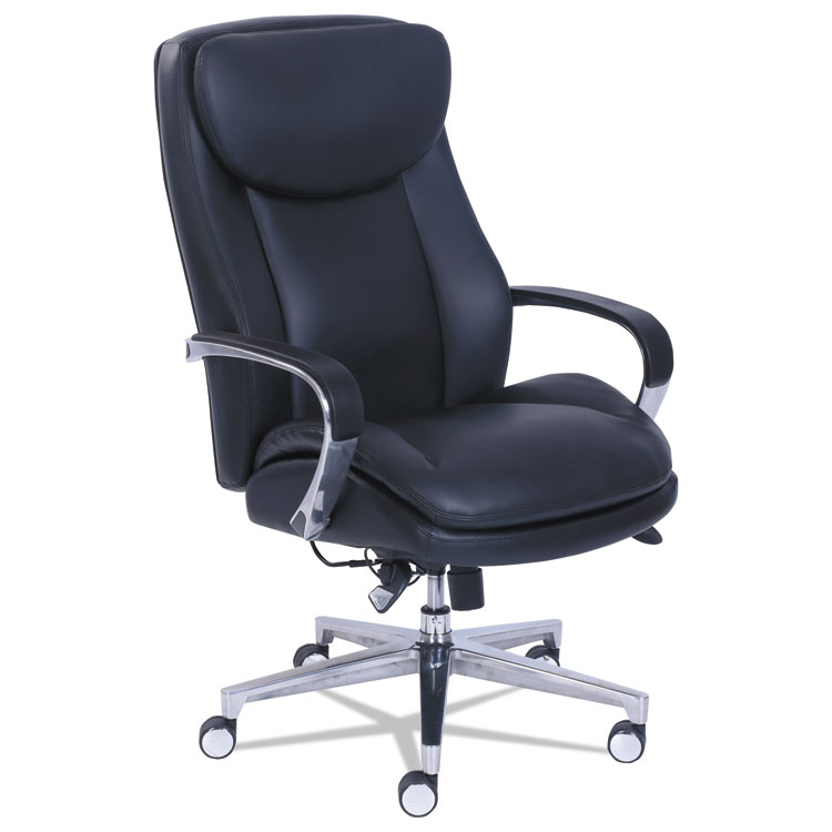 La-Z-Boy Commercial 2000 High-Back Executive Chair, Dynamic Lumbar Support, Supports 300lb, 20" to 23" Seat Height, Black, Silver Base (LZB48957)