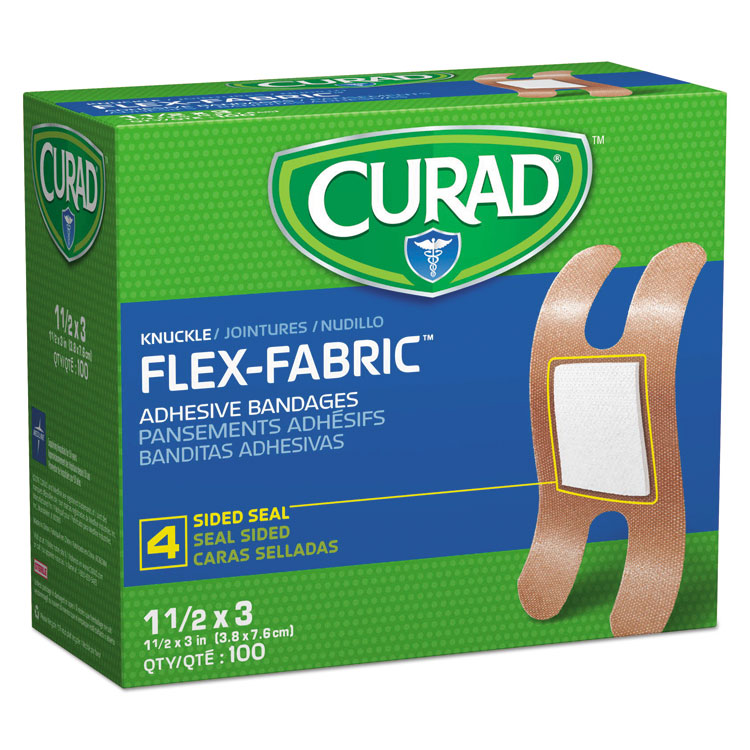 Curad Flex Fabric Bandages, Knuckle, 1.5 x 3, 100/Box (MIINON25510)