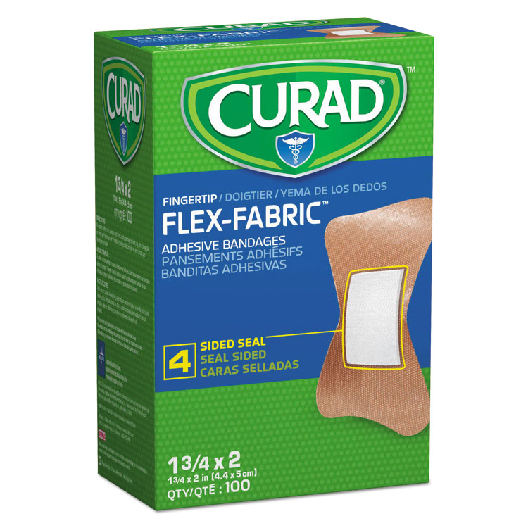 Curad Flex Fabric Bandages, Fingertip, 1.75 x 2, 100/Box (MIINON25513)