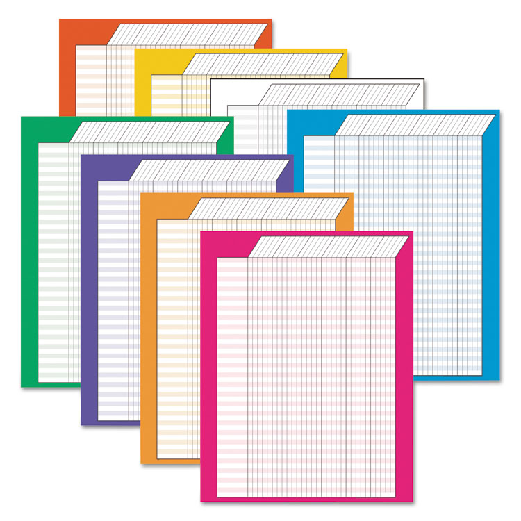 TREND Jumbo Incentive Charts, Vertical Orientation, 22" x 28", Assorted Colors, 8/Pack (TEPT73901)