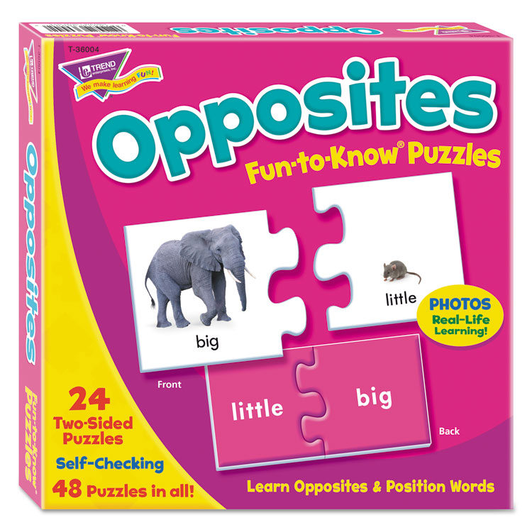TREND Fun to Know Puzzles, Opposites and Position Words Matching Game, Ages 3 and Up, (24) Puzzle Piece Pairs (TEPT36004)