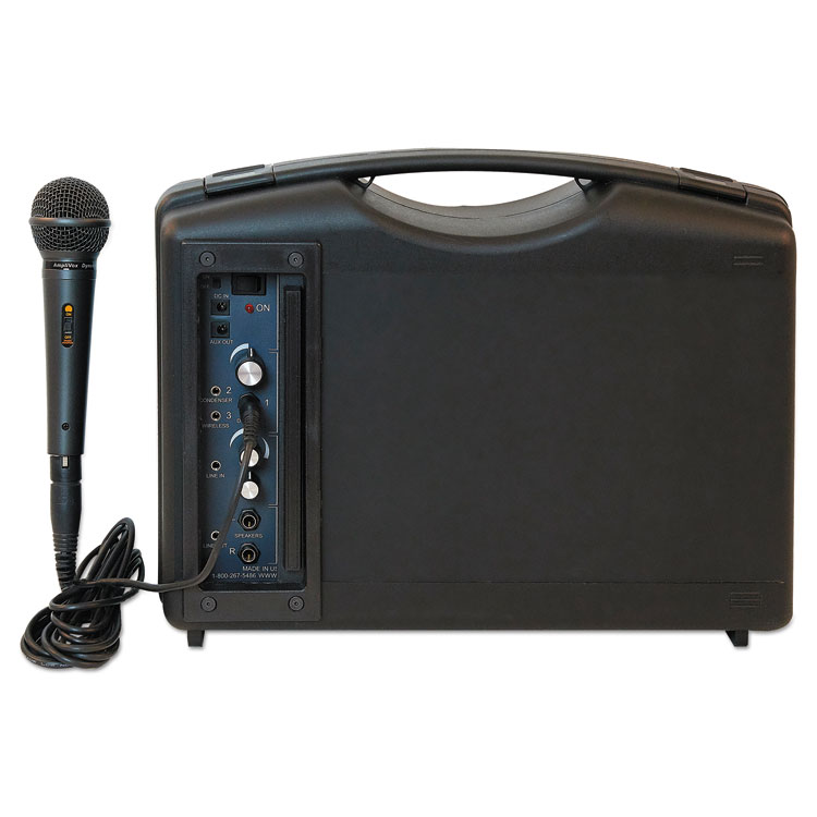 AmpliVox Bluetooth Audio Portable Buddy with Wired Mic, 50 W, Black (APLS222A)