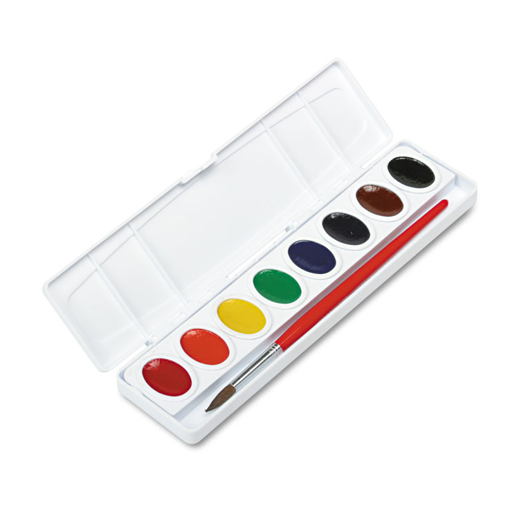 Prang Professional Watercolors, 8 Assorted Colors, Oval Pan Palette Tray (DIX00800)