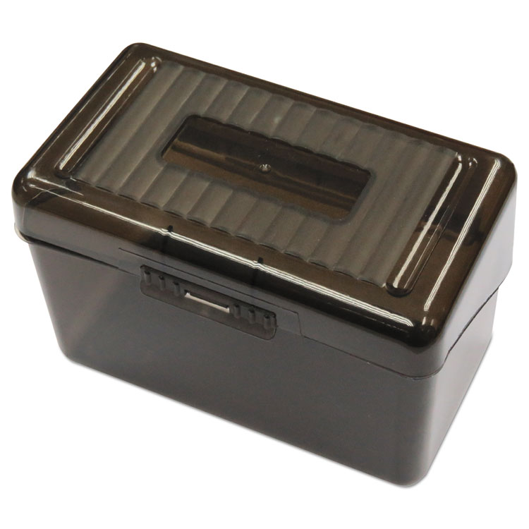 Universal Plastic Index Card Boxes, Holds 400 4 x 6 Cards, 6.78 x 4.25 x 4.5, Translucent Black (UNV47287)