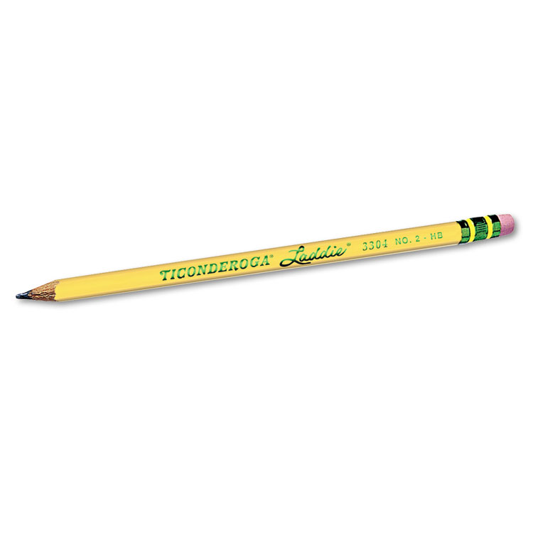 Ticonderoga Ticonderoga Laddie Woodcase Pencil with Microban Protection, HB (#2), Black Lead, Yellow Barrel, Dozen (DIX13304)