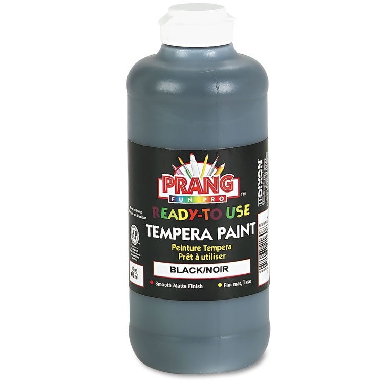 Prang Ready-to-Use Tempera Paint, Black, 16 oz Dispenser-Cap Bottle (DIX21608)