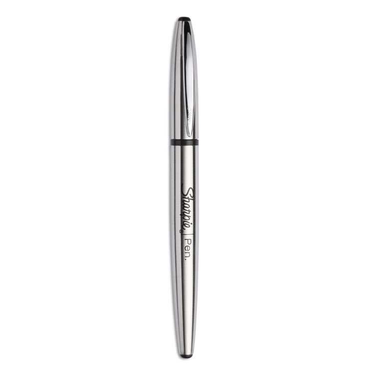 Sharpie Stainless Steel Porous Point Pen, Stick, Fine 0.5 mm, Black Ink, Brushed Silver Barrel (SAN1800702)
