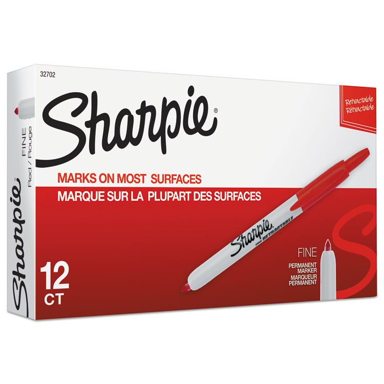 Sharpie Retractable Permanent Marker, Fine Bullet Tip, Red (SAN32702)