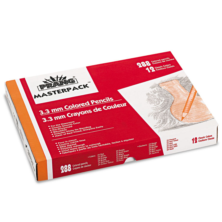 Prang Colored Pencil Set Master Pack, 3.3 mm, 2B, Assorted Lead and Barrel Colors, 288/Box (DIX82408)