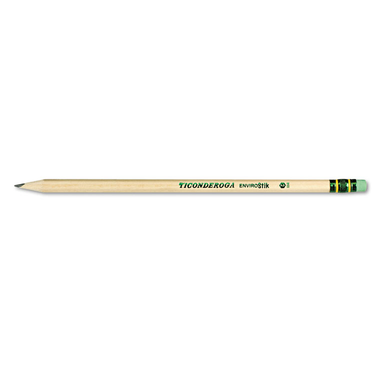 Ticonderoga EnviroStiks Pencil, HB (#2), Black Lead, Natural Woodgrain Barrel, Dozen (DIX96212)