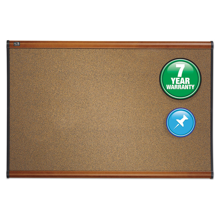 Quartet Prestige Colored Cork Bulletin Board, 48" x 36", Brown Surface, Light Cherry Finished Fiberboard/Plastic Frame (QRTB244LC)