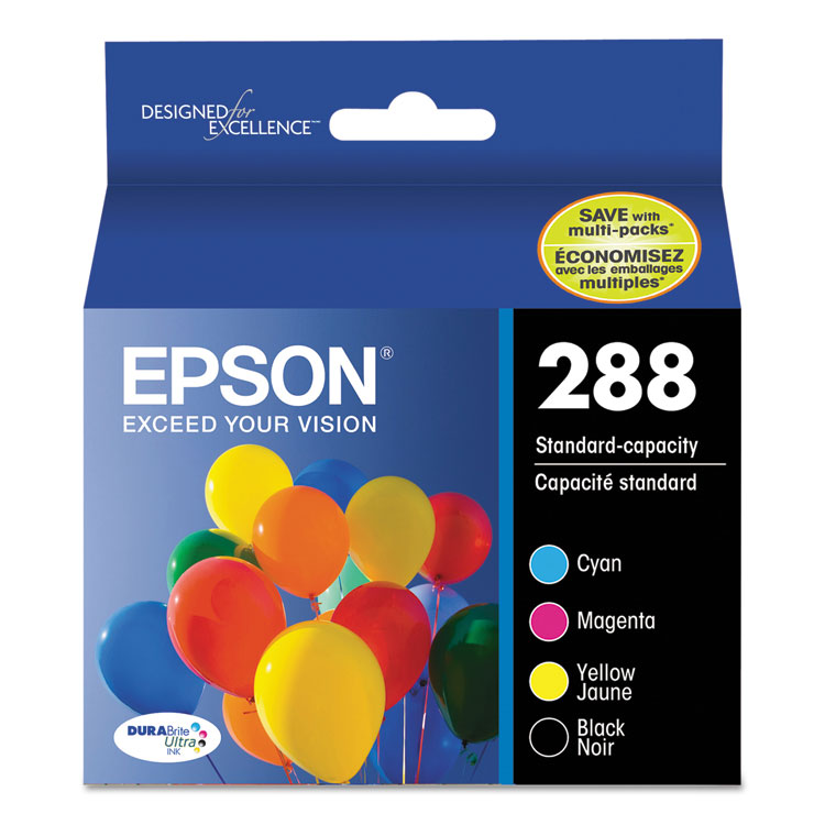 Epson T288120-BCS DURABrite Ultra Ink, Black/Cyan/Magenta/Yellow (EPST288120BCS)