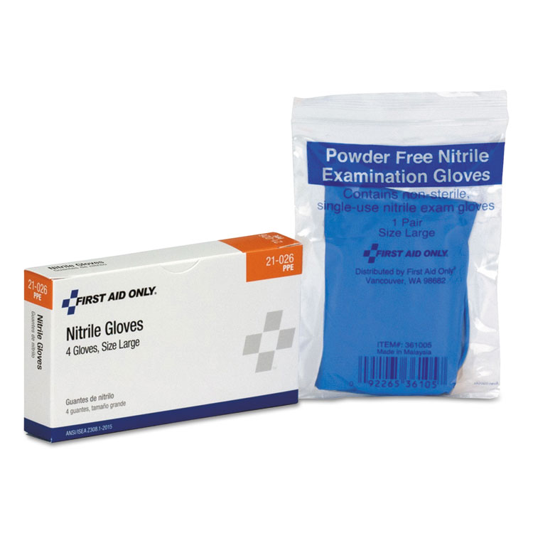 First Aid Only ANSI Compliant First Aid Kit Refill for 16 Unit First Aid Kit, Exam Gloves, 4/Box (FAO21026)