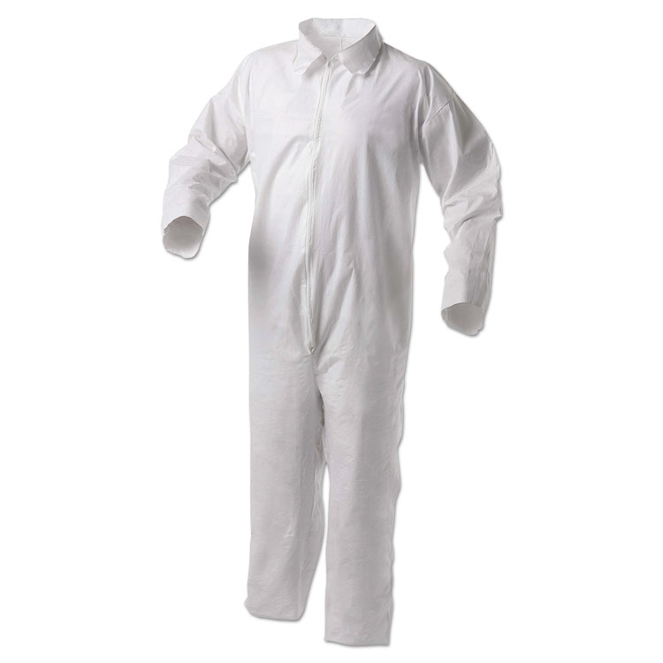 KleenGuard A35 Liquid and Particle Protection Coveralls, Zipper Front, Large, White, 25/Carton (ANS38918)