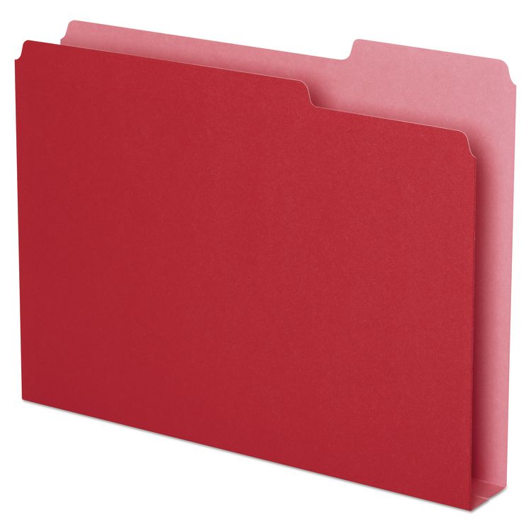 Pendaflex Double Stuff File Folders, 1/3-Cut Tabs: Assorted, Letter Size, 1.5" Expansion, Red, 50/Pack (PFX54454)