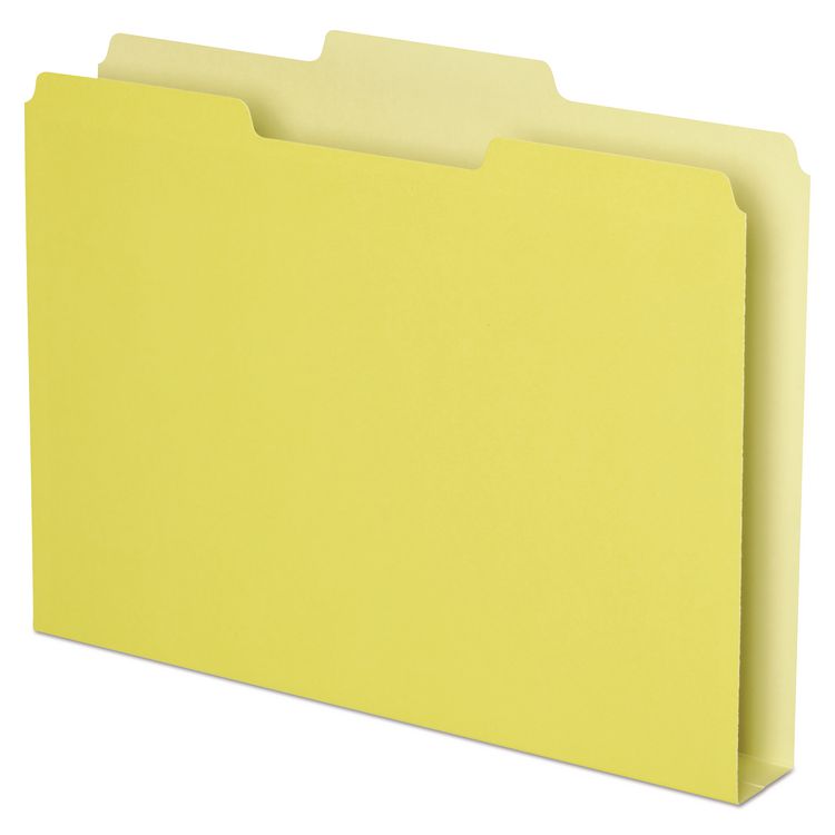 Pendaflex Double Stuff File Folders, 1/3-Cut Tabs: Assorted, Letter Size, 1.5" Expansion, Yellow, 50/Pack (PFX54456)