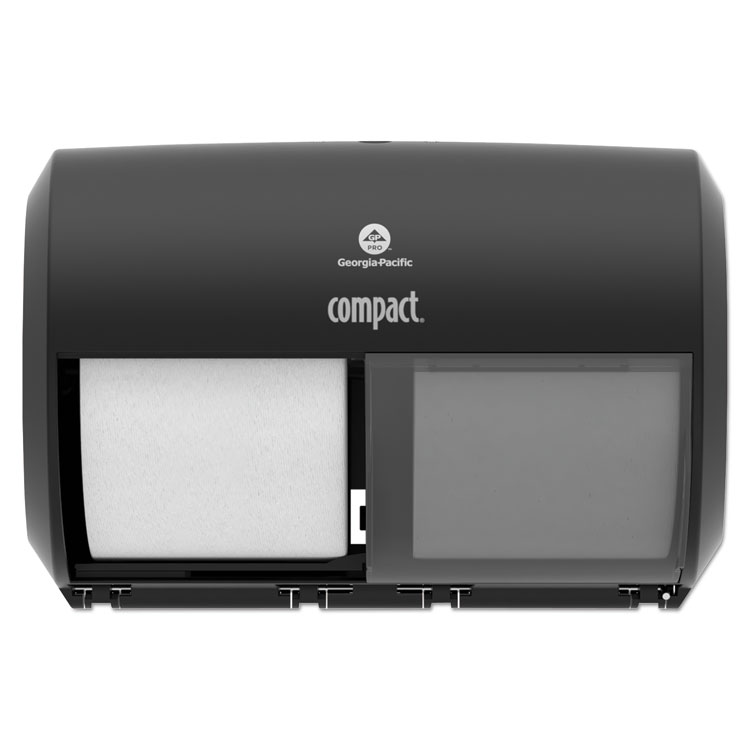 Georgia Pacific Professional Compact Coreless Side-by-Side Double Roll Tissue Dispenser, 11.5 x 7.63 x 8, Black (GPC56784A)