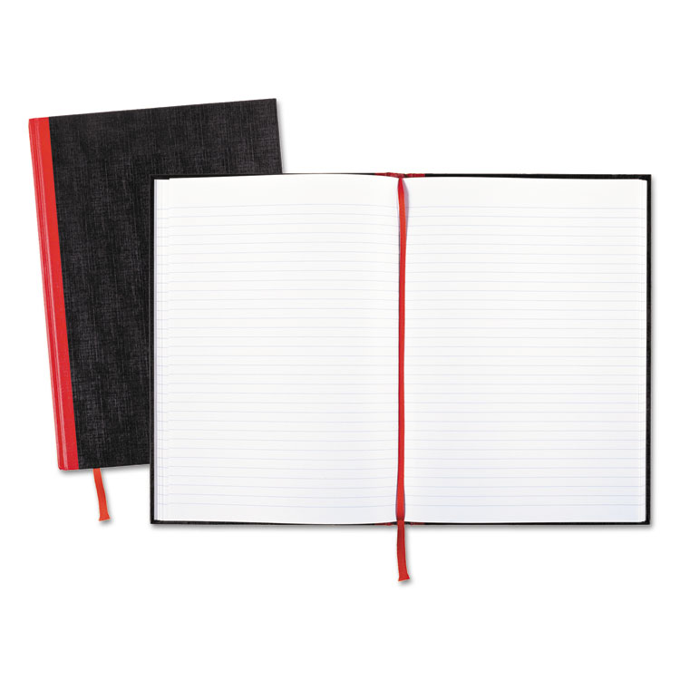 Black n' Red Hardcover Casebound Notebooks, SCRIBZEE Compatible, 1-Subject, Wide/Legal Rule, Black/Red Cover, (96) 11.75 x 8.25 Sheets (JDKD66174)