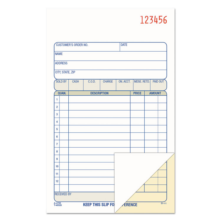 ABFDC4705 - Adams Multipart Sales Order Pad, 12 Lines, Two-Part Carbonless, 4.19 x 6.69, 50 Forms Total (ABFDC4705)