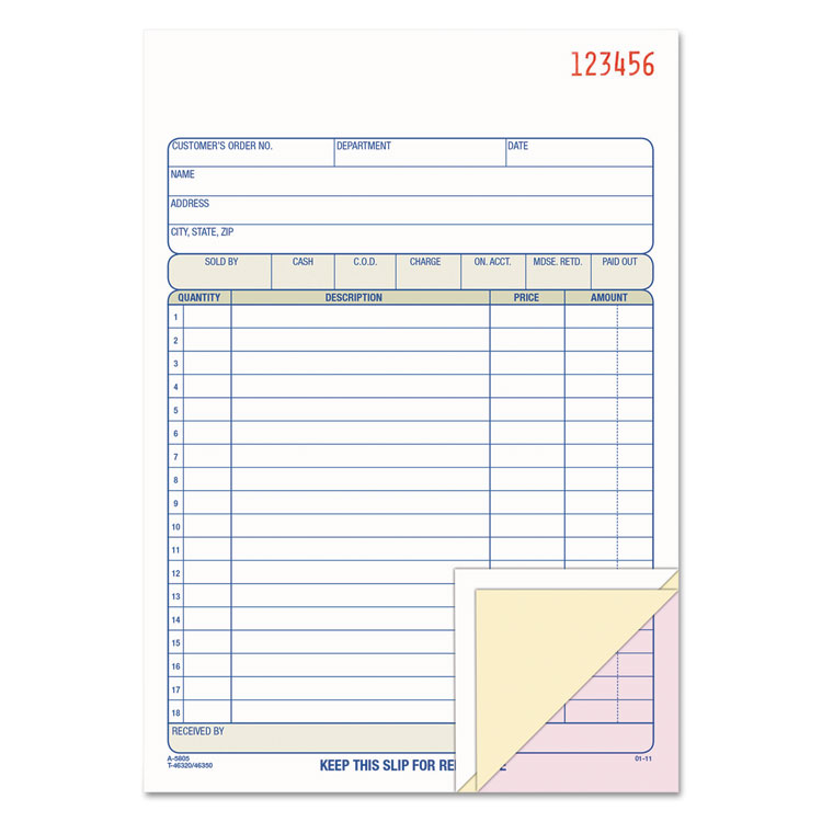 ABFDC5805 - Adams Multipart Sales Order Pad, 18 Lines, Two-Part Carbonless, 5.56 x 7.94, 50 Forms Total (ABFDC5805)