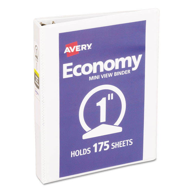 Avery Economy View Binder with Round Rings , 3 Rings, 1" Capacity, 8.5 x 5.5, White, (5806) (AVE05806)