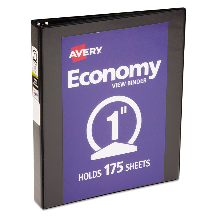 Avery Economy View Binder with Round Rings , 3 Rings, 1" Capacity, 11 x 8.5, Black, (5710) (AVE05710)