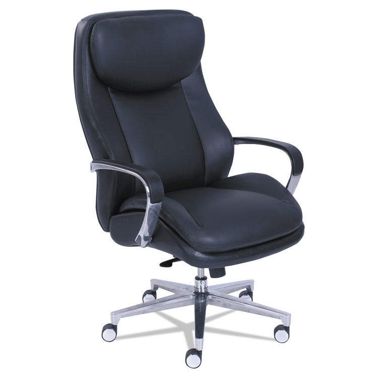 La-Z-Boy Commercial 2000 Big/Tall Executive Chair, Supports Up to 400 lb, 20.5" to 23.5" Seat Height, Black Seat/Back, Silver Base (LZB48968)