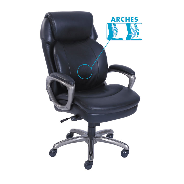 SertaPedic Cosset High-Back Executive Chair, Supports Up to 275 lb, 18.75" to 21.75" Seat Height, Black Seat/Back, Slate Base (SRJ48965)