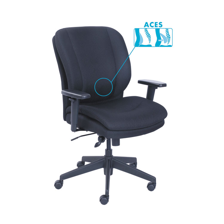 SertaPedic Cosset Ergonomic Task Chair, Supports Up to 275 lb, 19.5" to 22.5" Seat Height, Black (SRJ48967A)