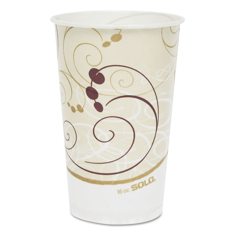 SOLO Symphony Treated-Paper Cold Cups, 16 oz, White/Beige/Red, 50/Bag, 20 Bags/Carton (SCCRW16SYM)