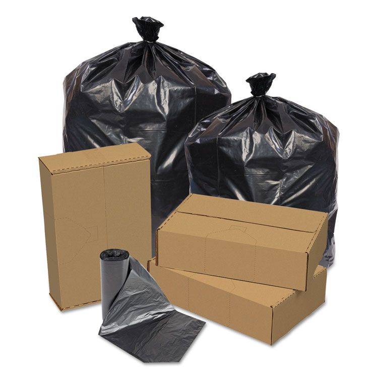 Pitt Plastics Eco Strong Can Liners, 45 gal, 1.5 mil, 40" x 46", Black, 100/Carton (PITEC404615K)