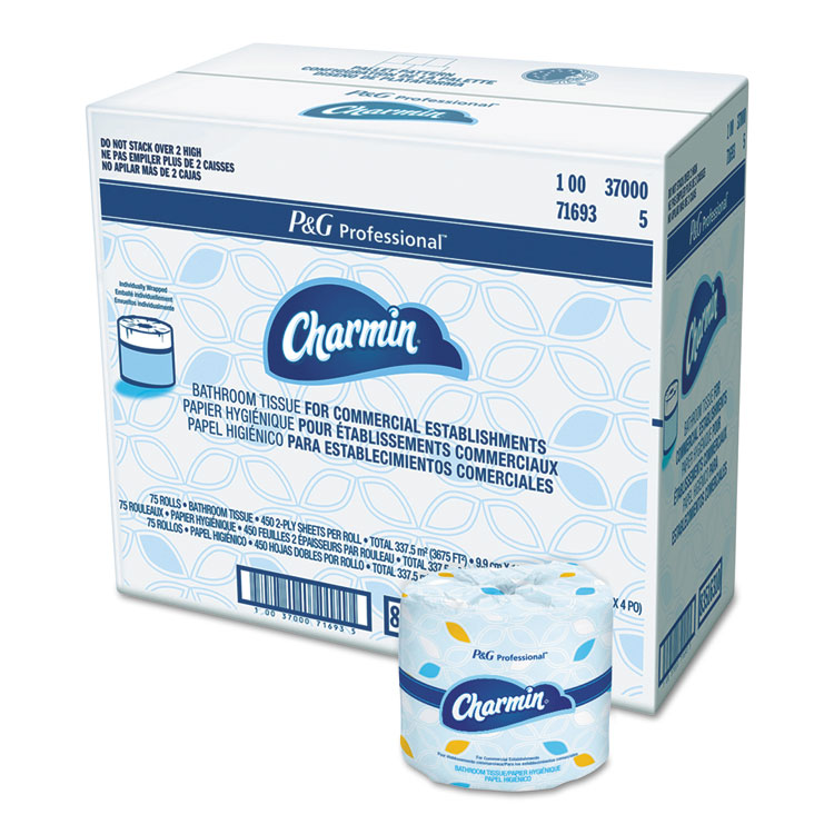 Charmin Commercial Bathroom Tissue, Individually Wrapped, Septic Safe, 2-Ply, White, 450 Sheets/Roll, 75 Rolls/Carton (PGC71693)