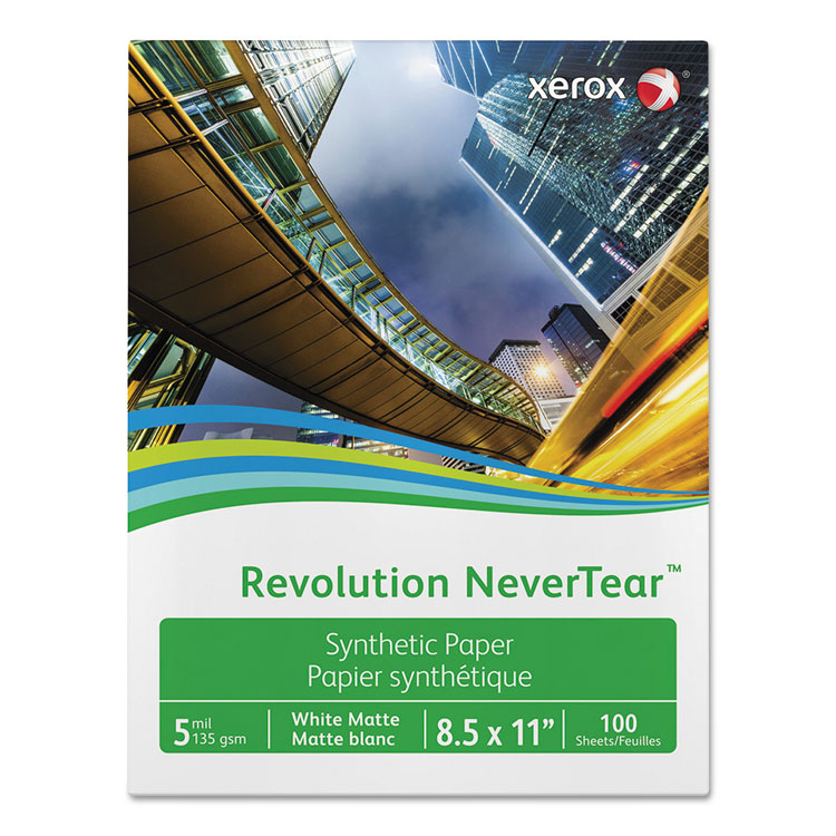 xerox Revolution NeverTear, 8 mil, 8.5 x 11, Smooth White, 500/Ream (XER3R20176)