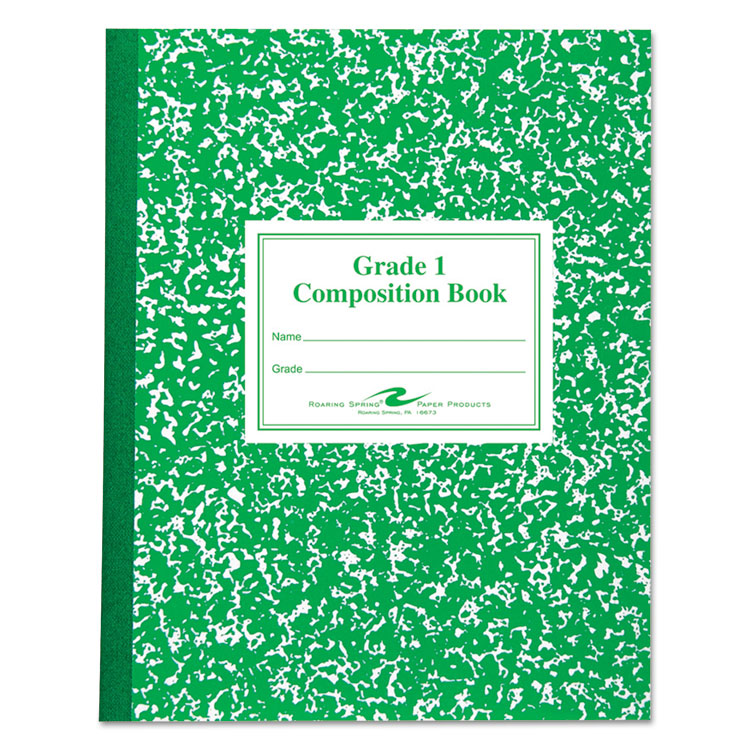 Roaring Spring Grade School Ruled Composition Book, Grade 1 Manuscript Format, Green Marble Cover, (50) 9.75 x 7.75 Sheets (ROA77920)