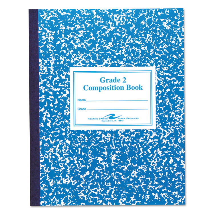 Roaring Spring Grade School Ruled Composition Book, Grade 2 Manuscript Format, Blue Marble Cover, (50) 9.75 x 7.75 Sheets (ROA77921)