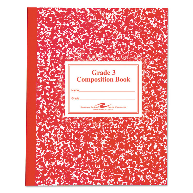 Roaring Spring Grade School Ruled Composition Book, Grade 3 Manuscript Format, Red Marble Cover, (50) 9.75 x 7.75 Sheets (ROA77922)