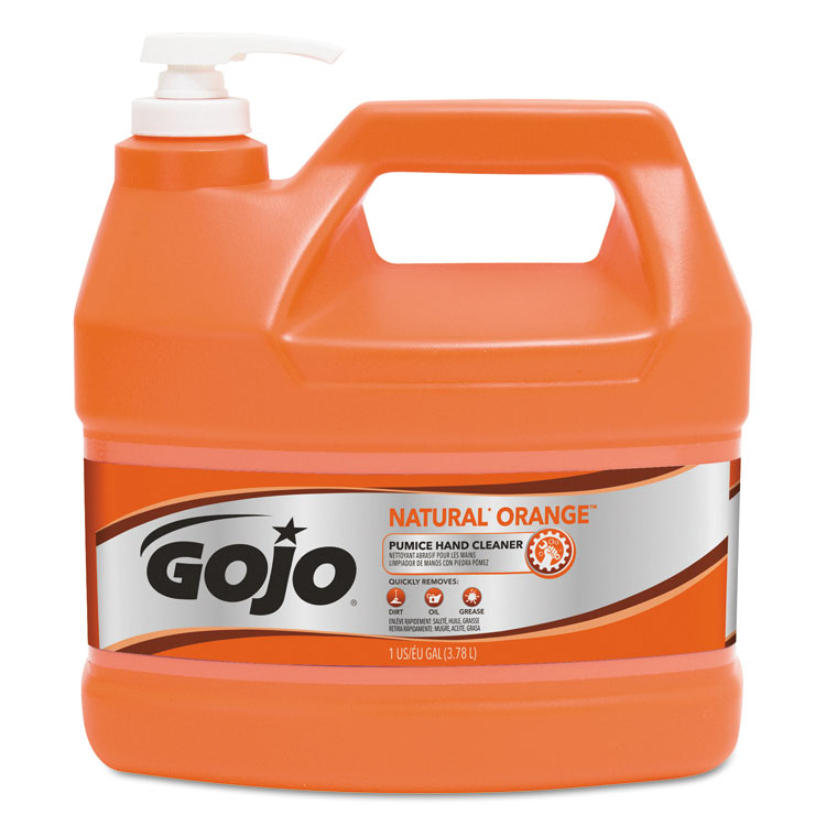 GOJO NATURAL ORANGE Pumice Hand Cleaner, Citrus Scent, 1 gal Bottle (GOJ095504EA)