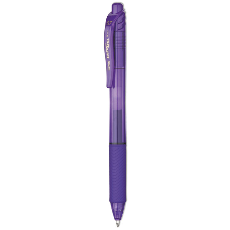Pentel EnerGel-X Gel Pen, Retractable, Medium 0.7 mm, Violet Ink, Translucent Violet/Violet Barrel, Dozen (PENBL107V)