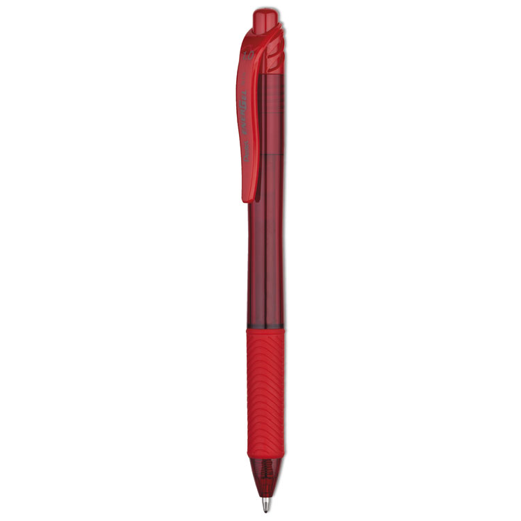 Pentel EnerGel-X Gel Pen, Retractable, Bold 1 mm, Red Ink, Translucent Red/Red Barrel, Dozen (PENBL110B)