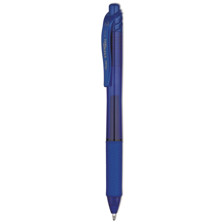 Pentel EnerGel-X Gel Pen, Retractable, Bold 1 mm, Blue Ink, Translucent Blue/Blue Barrel, Dozen (PENBL110C)