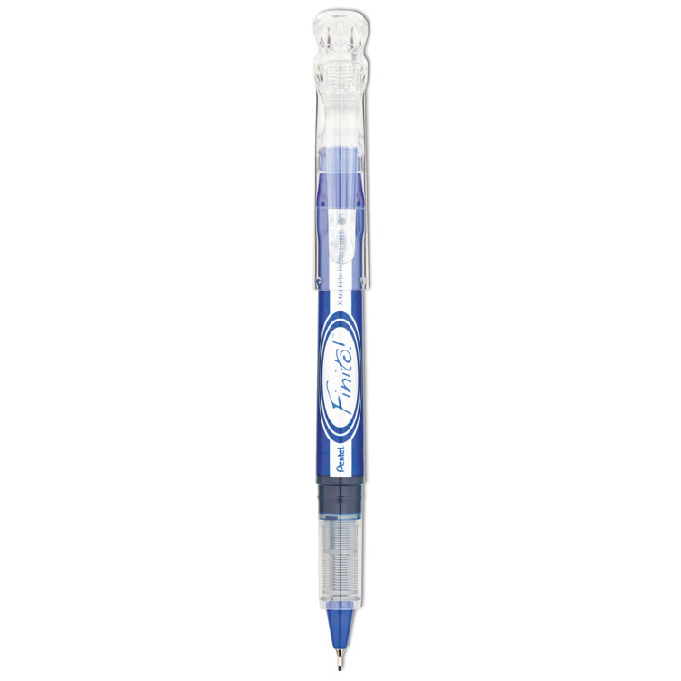 Pentel Finito! Porous Point Pen, Stick, Extra-Fine 0.4 mm, Blue Ink, Blue/Silver/Clear Barrel (PENSD98C)