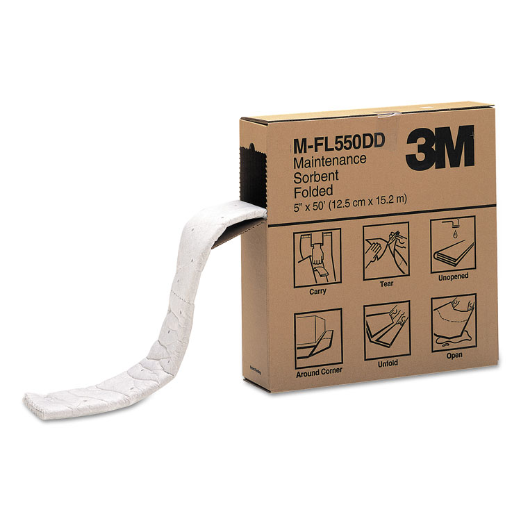 3M High-Capacity Maintenance Folded Sorbent, 10.5 gal, 5" x 50 ft (MMMMFL550DD)