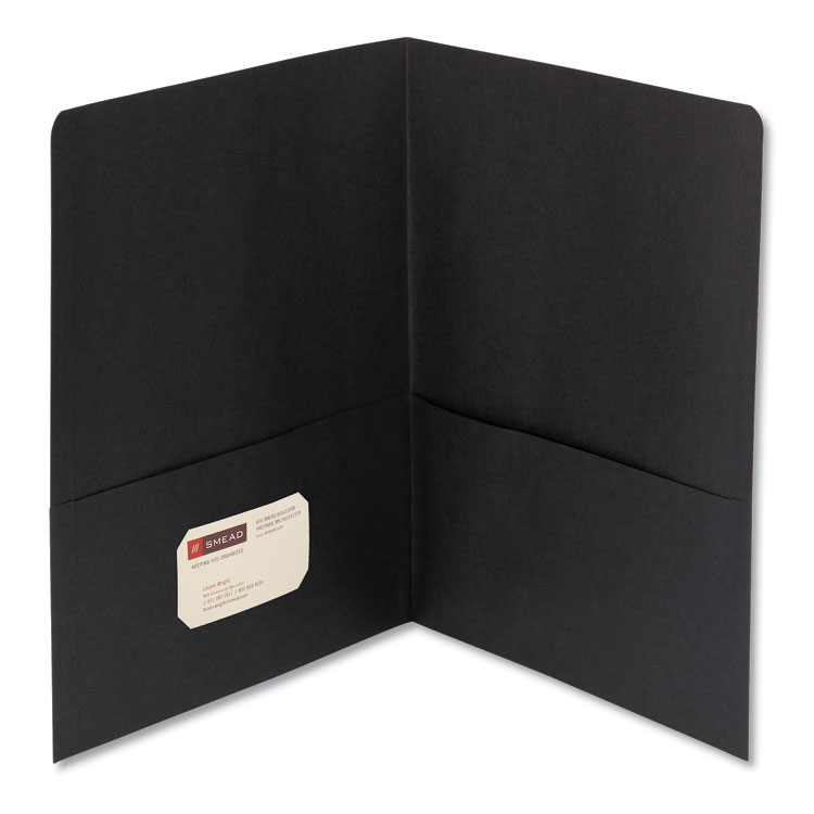 Smead Two-Pocket Folder, Textured Paper, 100-Sheet Capacity, 11 x 8.5, Black, 25/Box (SMD87853)