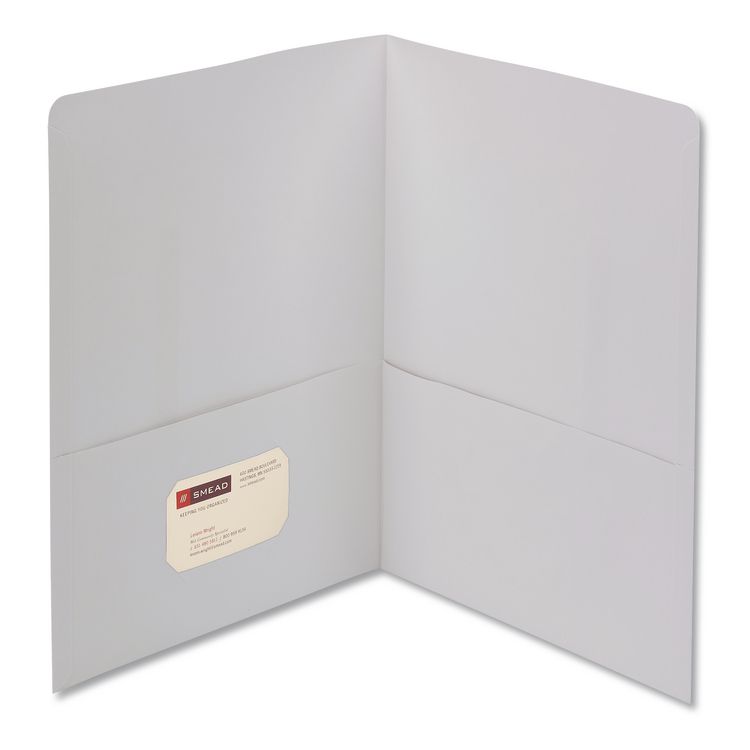 Smead Two-Pocket Folder, Textured Paper, 100-Sheet Capacity, 11 x 8.5, White, 25/Box (SMD87861)