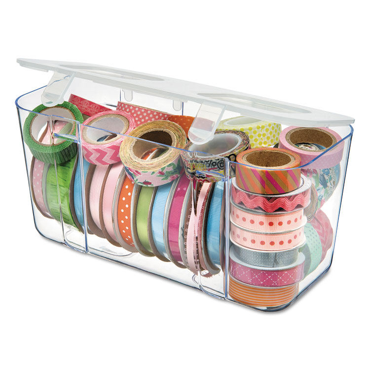 deflecto Stackable Caddy Organizer, Medium, Plastic, 8.8 x 4 x 4.38, White (DEF29201CR)