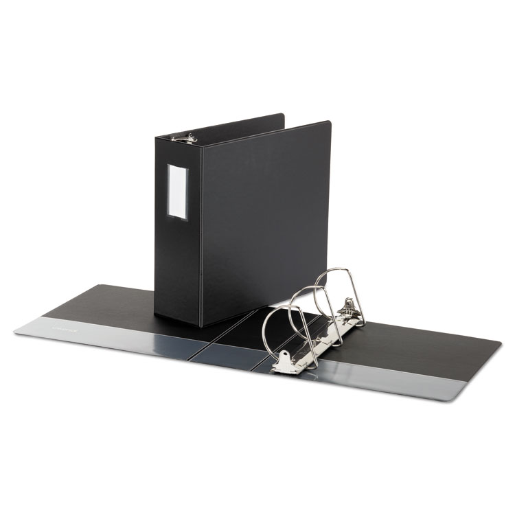 Universal Deluxe Non-View D-Ring Binder with Label Holder, 3 Rings, 4" Capacity, 11 x 8.5, Black (UNV20706)