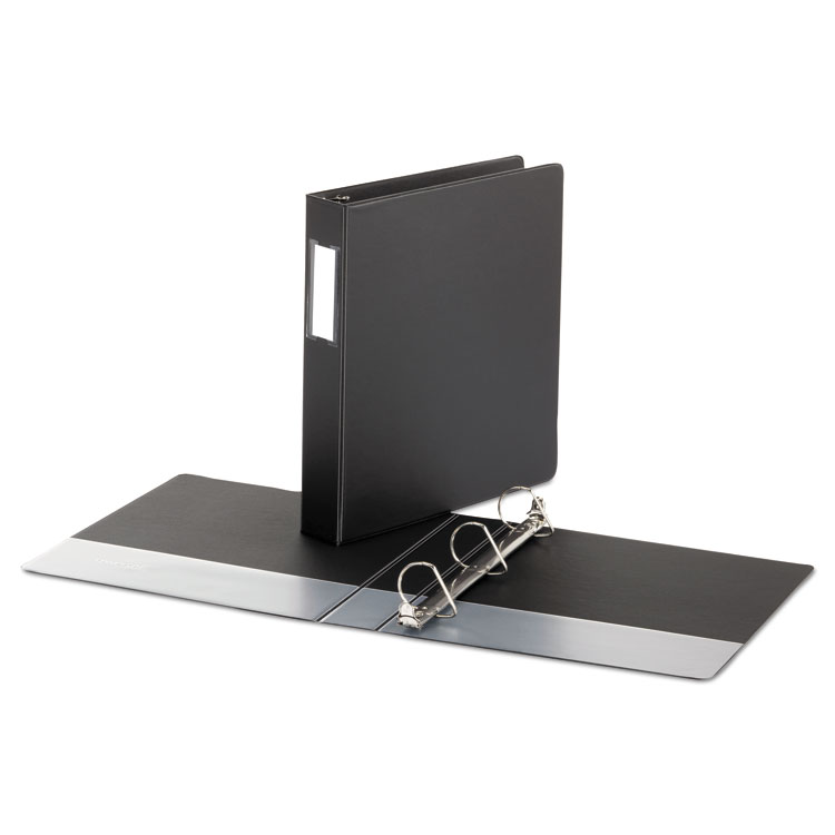 Universal Deluxe Non-View D-Ring Binder with Label Holder, 3 Rings, 1.5" Capacity, 11 x 8.5, Black (UNV20771)
