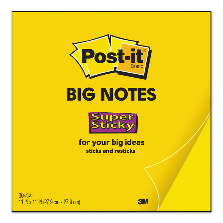 Post-it Notes Super Sticky Big Notes, Unruled, 11 x 11, Yellow, 30 Sheets (MMMBN11)