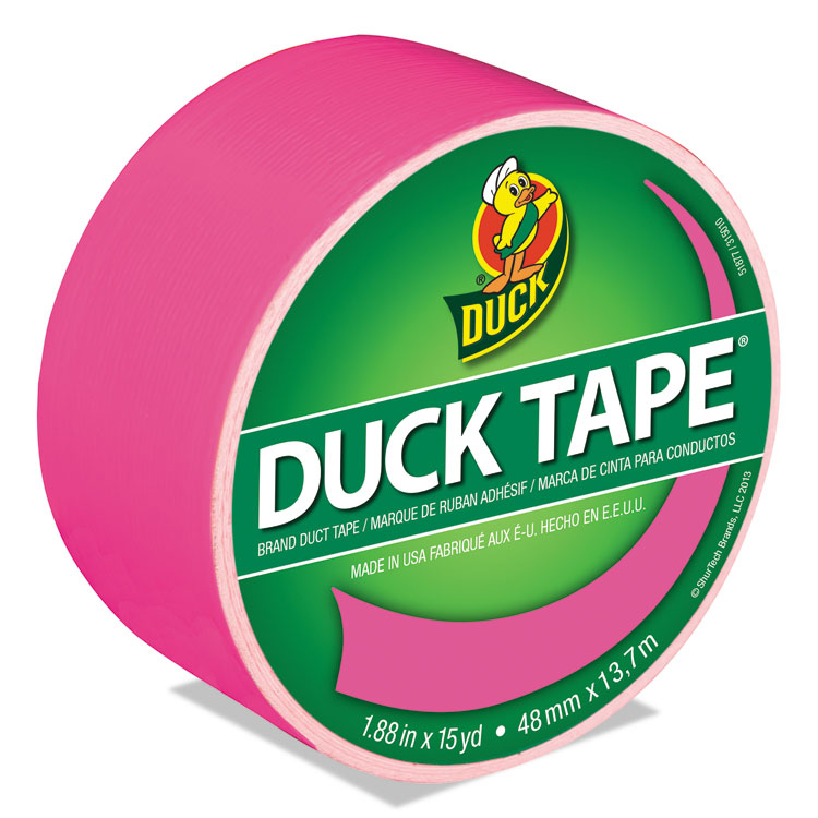 Duck Colored Duct Tape, 3" Core, 1.88" x 15 yds, Neon Pink (DUC1265016)