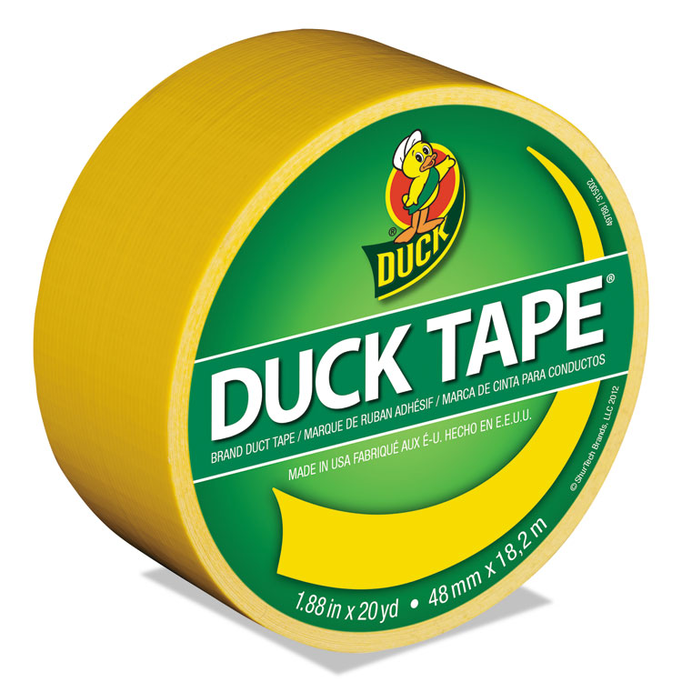 Duck Colored Duct Tape, 3" Core, 1.88" x 20 yds, Yellow (DUC1304966)